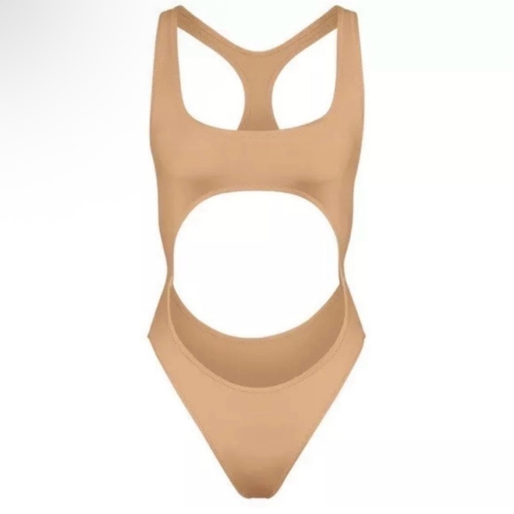 SKIMS Tan One-Piece Swimsuit with Circular Cutout